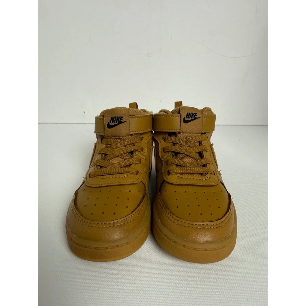 Nike Court Borough Mid 2 Toddler Shoes 9C Wheat Tan Brown CD7784-701 Sneaker - Picture 2 of 10